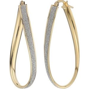 14k Gold Oval Twist Hoop Earrings